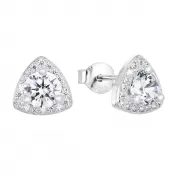 Strieborné náušnice pecka so zirkónom v bielej farbe 11062.1