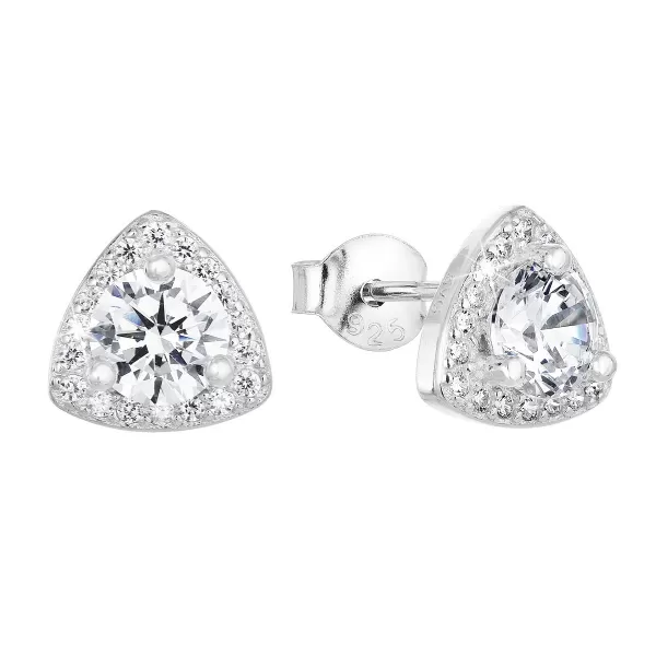 Strieborné náušnice pecka so zirkónom v bielej farbe 11062.1