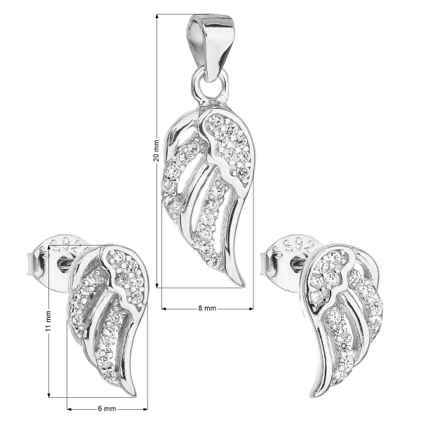 Súprava šperkov s bielymi zirkónovými náušnicami a príveskom 19008.1