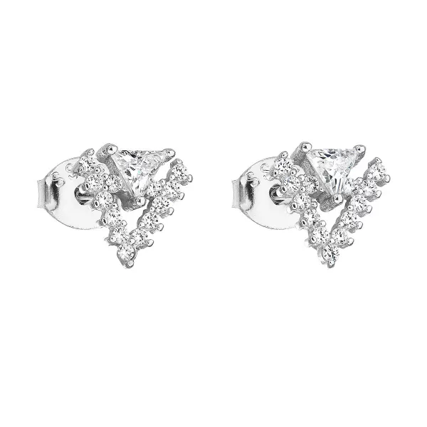 Strieborné náušnice pecka so zirkónom v bielej farbe 11163.1