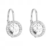Strieborné náušnice visiace so zirkónom biely strom 11181.1