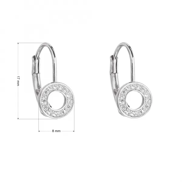 Strieborné náušnice visiace so zirkónom v bielej farbe 11184.1