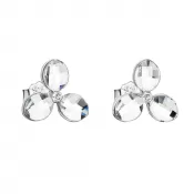 Strieborné náušnice pecka s kryštálmi Swarovski biela kvietka 31249.1