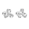 Strieborné náušnice pecka so zirkónom biela mašlička 11095.1