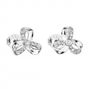 Strieborné náušnice pecka so zirkónom biela mašlička 11095.1