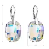 Strieborné náušnice visiace s kryštálmi Swarovski ab efekt obdĺžnik 31297.2