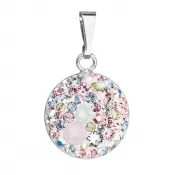 Strieborný prívesok s kryštálmi Swarovski mix farieb okrúhly 34225.3 magic rose