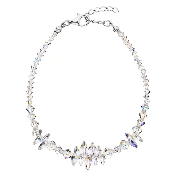 Strieborný náramok so Swarovski kryštálmi AB efekt 33107.2