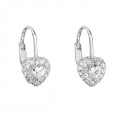 Strieborné detské náušnice visiace so zirkónom biele srdce 11216.1