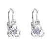 Strieborné detské náušnice visiace so zirkónom fialová kvietka 11171.3