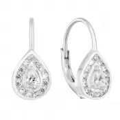 Strieborné náušnice visiace so zirkónom biela slza 11221.1