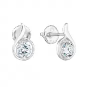 Strieborné napichovacie náušnice so zirkónom v bielej farbe 11256.1