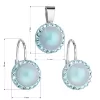 Súprava šperkov s kryštálmi Swarovski náušnice a prívesok so svetlo modrou matnou perlou okrúhle 39091.3