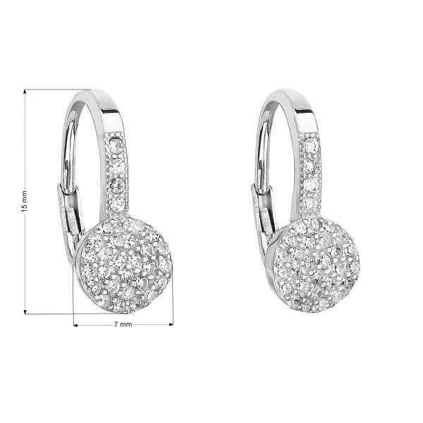 Strieborné náušnice visiace so zirkónom v bielej farbe 11203.1