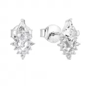 Strieborné náušnice pecka so zirkónom v bielej farbe 11140.1