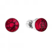 Strieborné náušnice pecka so Swarovski kryštálmi červené okrúhle 31113.3 ruby