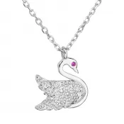 Strieborný náhrdelník so zirkónom biela labuť 12019.1