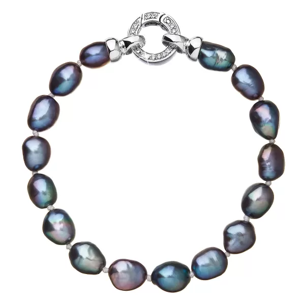 Perlový náramok z pravých riečnych perál modrý 23011.3 peacock