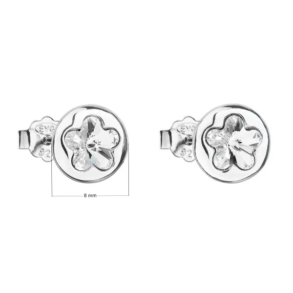 Strieborné náušnice pecka s kryštálmi Swarovski biela kvietka 31257.1