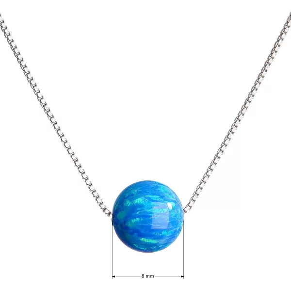 Strieborný náhrdelník so syntetickým opálom modrý okrúhly 12044.3