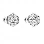 Strieborné náušnice pecka so zirkónom v bielej farbe 11126.1