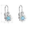Strieborné detské náušnice visiace so zirkónom modrá kytička 11174.3