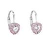 Strieborné detské náušnice visiace so zirkónom ružové srdce 11216.3