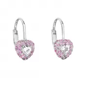 Strieborné detské náušnice visiace so zirkónom ružové srdce 11216.3