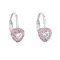Strieborné detské náušnice visiace so zirkónom ružové srdce 11216.3