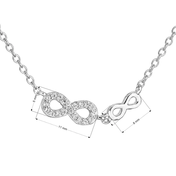Strieborný náhrdelník so zirkónom biele nekonečno 12041.1