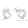 Strieborné náušnice pecka so zirkónom biele srdce 11051.1