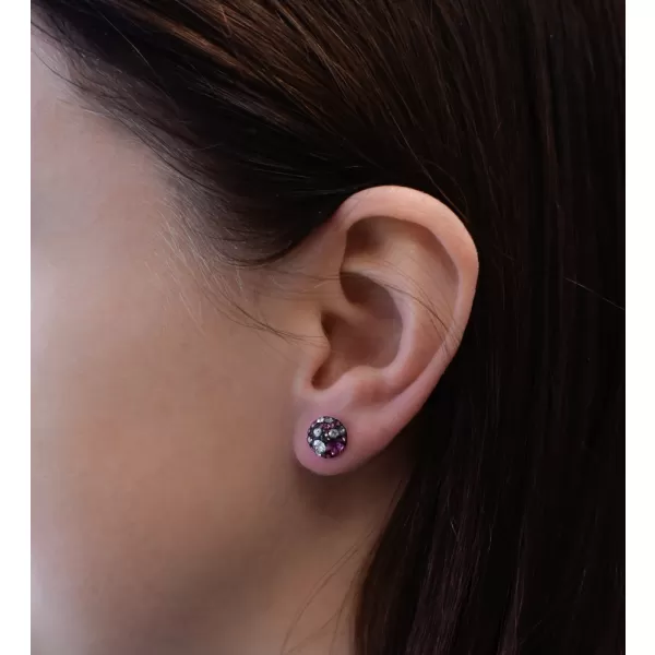 Strieborné náušnice pecka s kryštálmi Swarovski fialové okrúhle 31336.3 dark amethyst