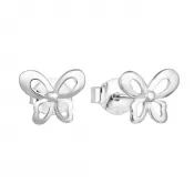 Strieborné náušnice pecka so zirkónom biely motýľ 11060.1