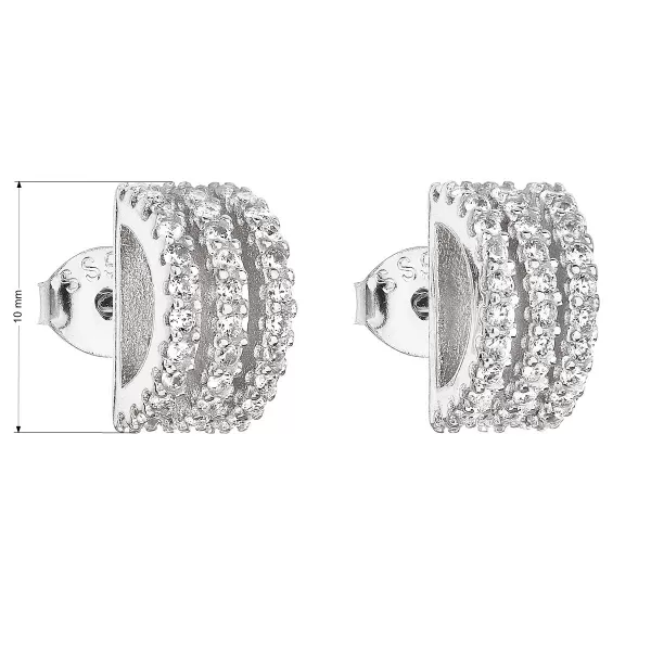 Strieborné náušnice Pecka so zirkónom v bielej 11007.1