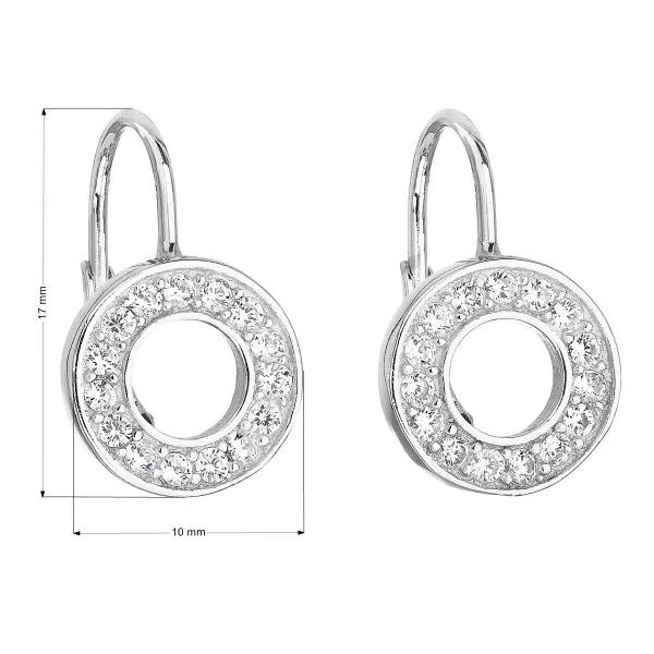 Strieborné náušnice visiace so zirkónom v bielej farbe 11184.1