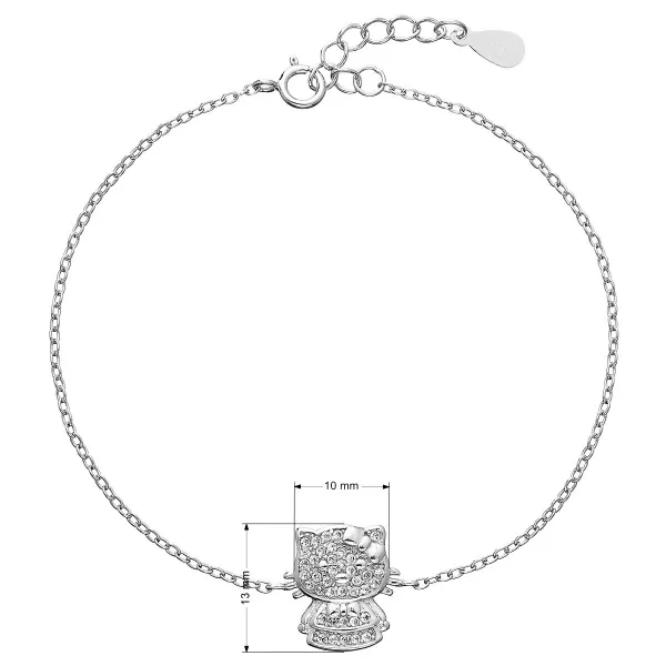 Strieborný náramok so zirkónmi mačička 13012.1