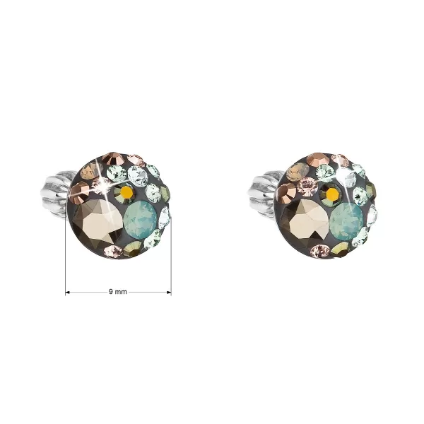 Strieborné náušnice pecka s kryštálmi Swarovski mix farieb okrúhle 31336.4 chameleón