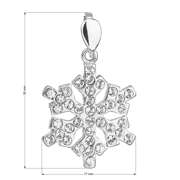 Strieborný prívesok s kryštálmi Swarovski biela vločka 34221.1