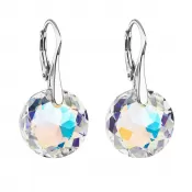 Strieborné visiace náušnice s kryštálmi Swarovski a okrúhlym efektom 31296.2
