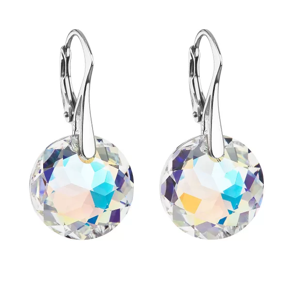 Strieborné visiace náušnice s kryštálmi Swarovski a okrúhlym efektom 31296.2