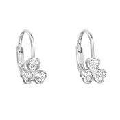 Strieborné náušnice visiace so zirkónom biely trojlístok 11209.1