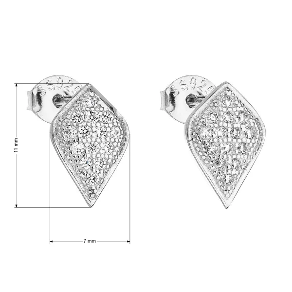 Strieborné náušnice pecka so zirkónom v bielej farbe 11119.1