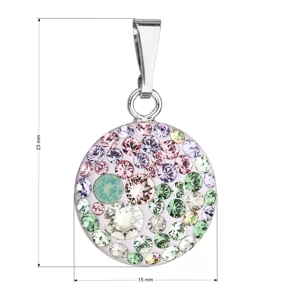 Strieborný prívesok s kryštálmi Swarovski mix farieb okrúhly 34225.3 sakura