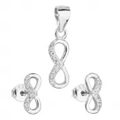 Súprava šperkov so zirkónovými náušnicami a príveskom biely infinity 19016.1