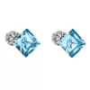 Strieborné náušnice pecka s kryštálmi Swarovski modrý štvorec 31065.3 aqua