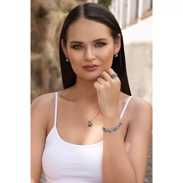 Strieborný náramok so Swarovski kryštálmi modrý 33047.3 blue style