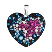 Strieborný prívesok s kryštálmi Swarovski mix farieb srdca 34243.4 galaxy