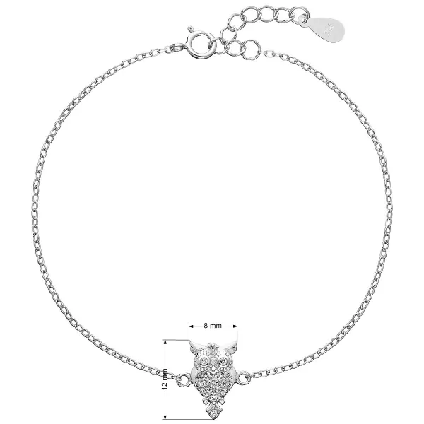 Strieborný náramok so zirkónmi malej sovy 13015.1
