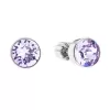 Strieborné náušnice pecka so Swarovski kryštálmi fialové okrúhle 31113.3 violet