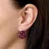Strieborné náušnice visiace s kryštálmi Swarovski červené okrúhle 31161.3 cherry